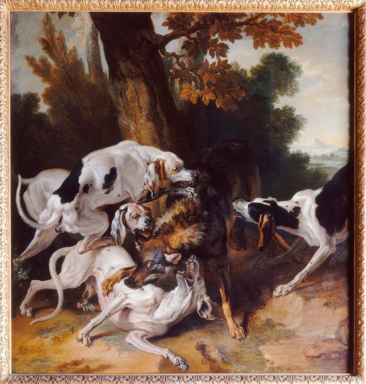 J. – B. Oudry, L’hallali du loup (Wolfsjagd) av Jean Baptiste Oudry