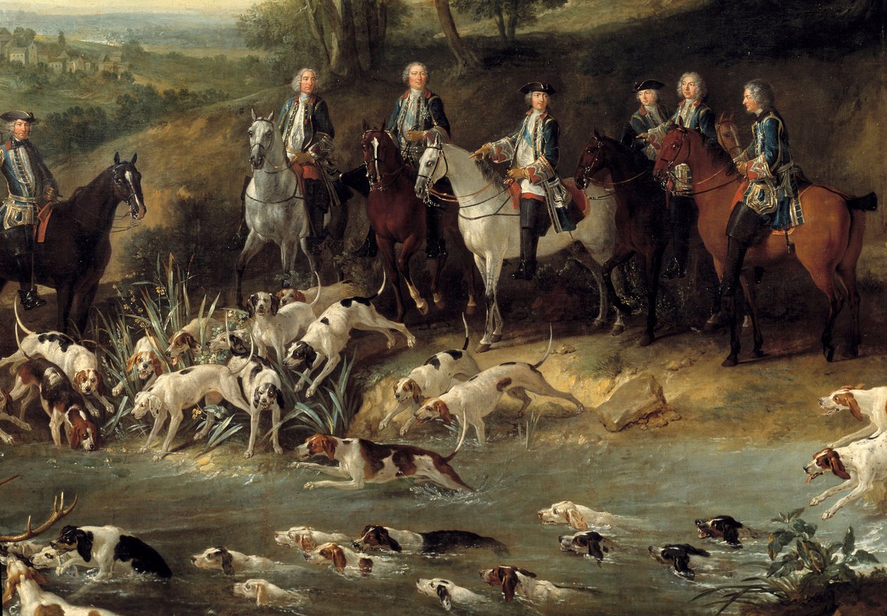 Kong Louis XV jakter hjort i skogen Saint Germain i 1730 Detalj. Maleri av Jean Baptiste Oudry (1686-1755) 1730 Toulouse, Musee des Augustins av Jean Baptiste Oudry