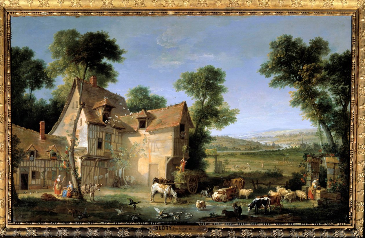 Gårdsmaleriet av Jean Baptiste Oudry (1686-1755) 1750 Søn. 1,3x2,12m av Jean Baptiste Oudry