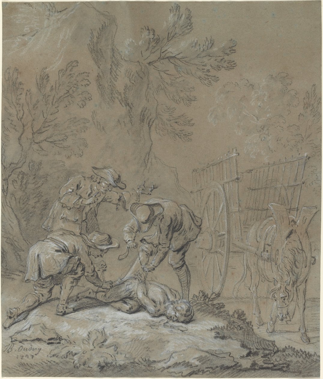 Ragotin bundet av foreldrene til galningen av Jean Baptiste Oudry