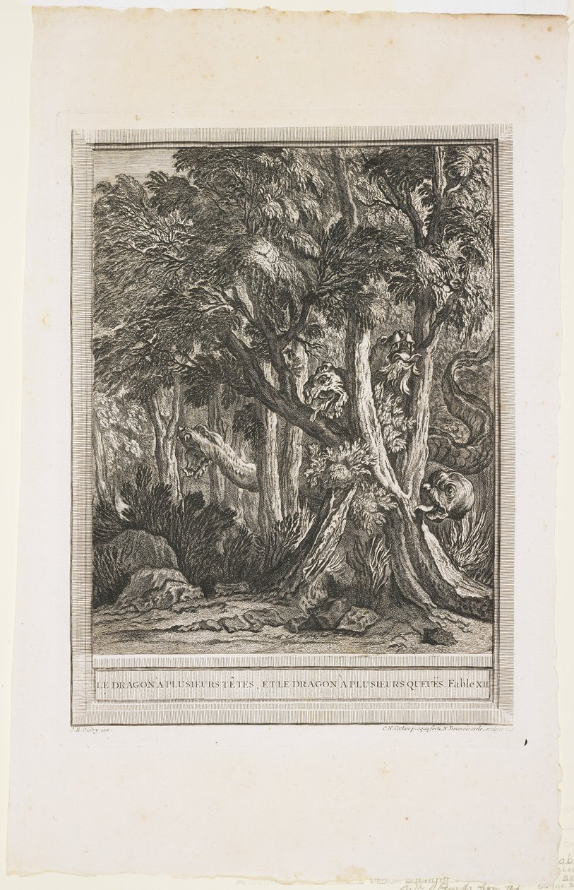 The Dragon of Many Heads, Fable XII, ca. 1753-1755 av Jean Baptiste Oudry