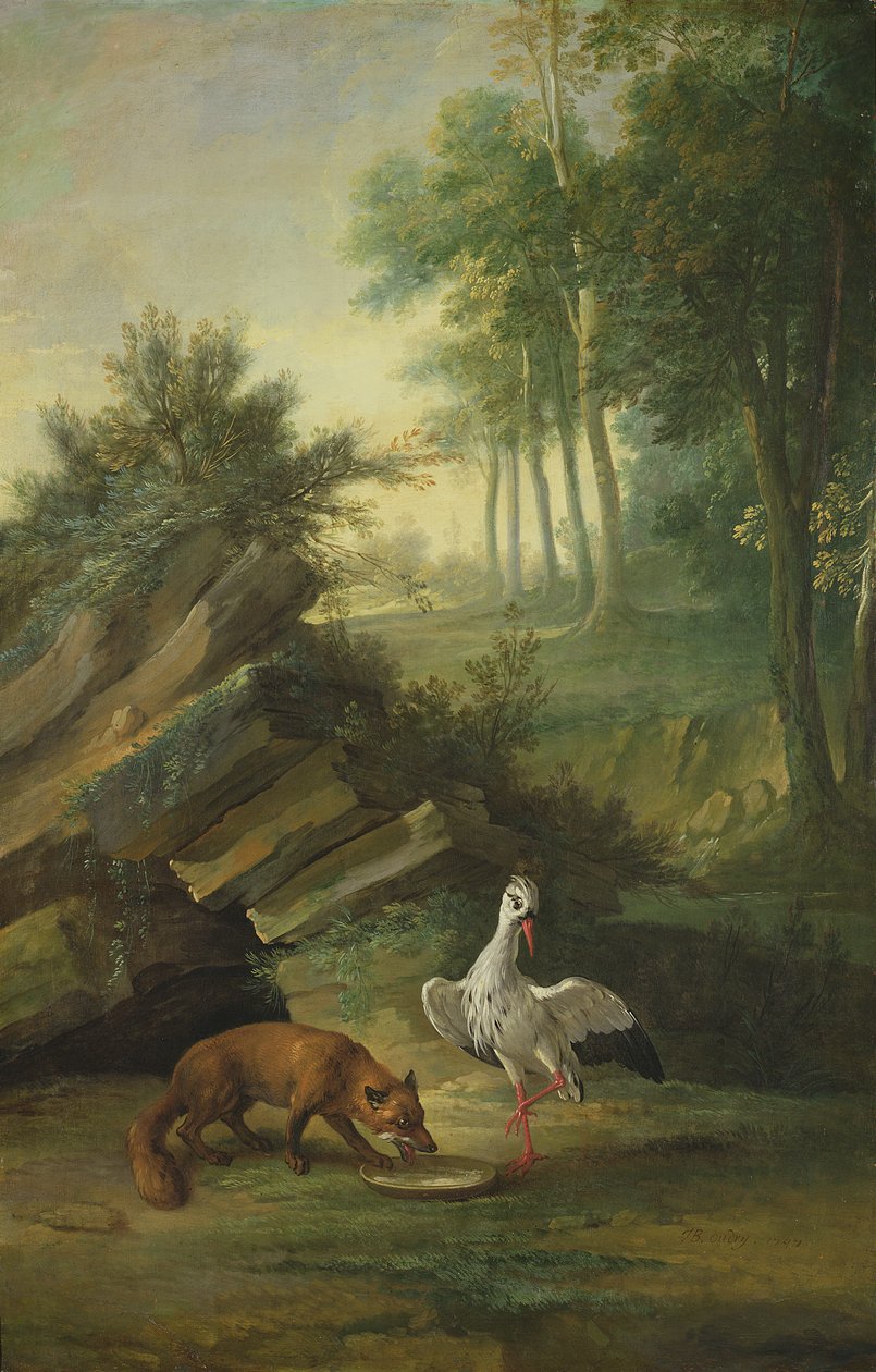 Reven og Storken, 1747 av Jean Baptiste Oudry