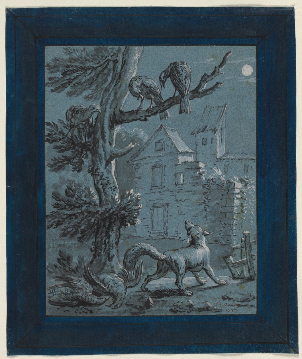 The Fox and the Turkey Hens: Illustration for the Fables of La Fontaine, 1733. av Jean Baptiste Oudry