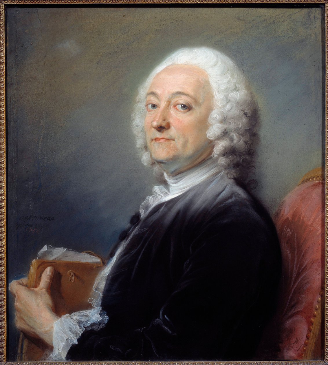 Portrett av maleren Hubert Drouais (1699-1767) Pastellmaleri av Jean-Baptiste Perroneau (Jean Baptiste Perronneau) (1715-1783) 1754 Søn: 0,64x0,57 m Orleans, musee des Beaux Arts - Portrett av maleren (1699-1767). Pastellmaleri b av Jean Baptiste Perronneau
