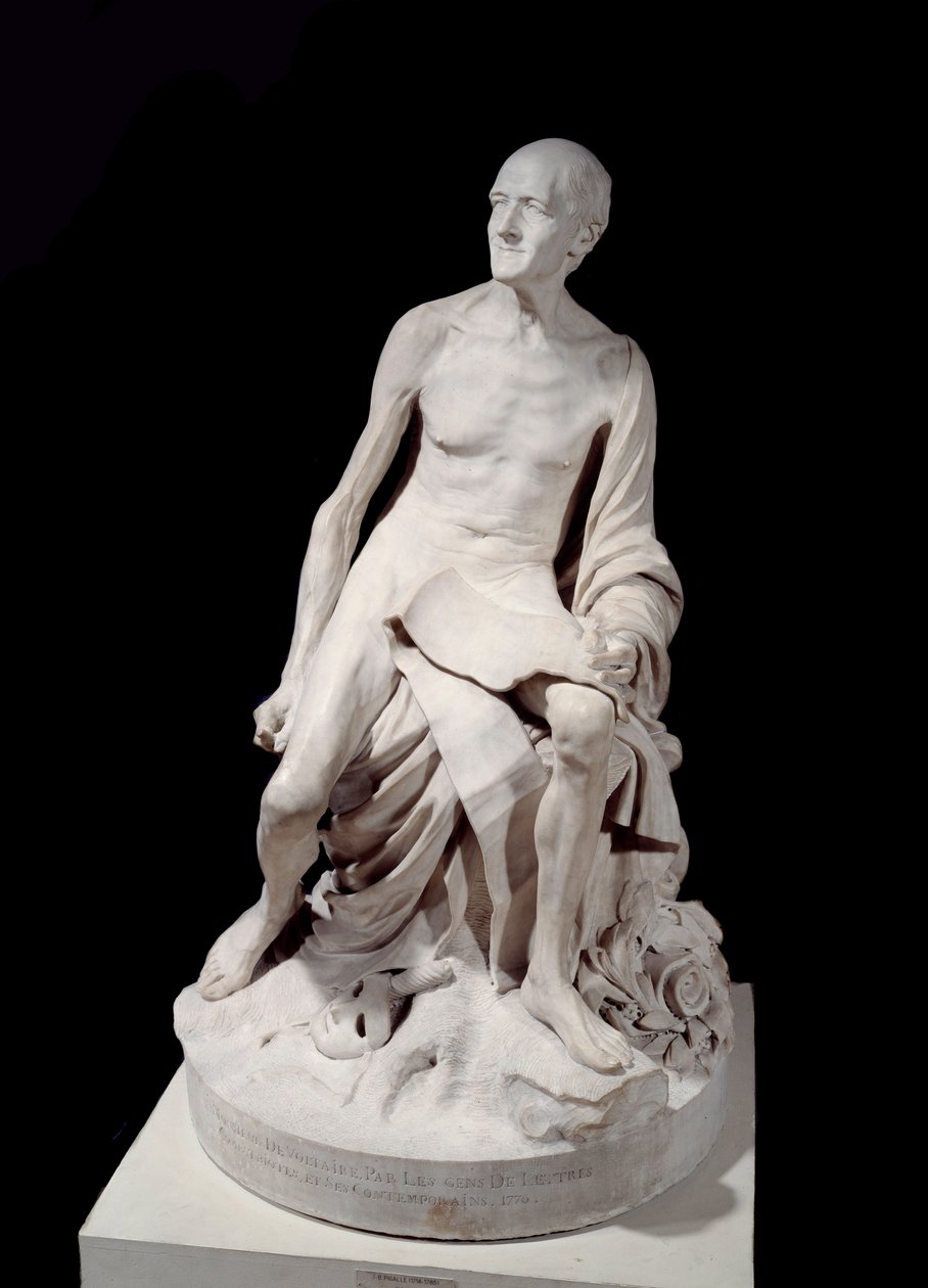 Francois-Marie Arouet dit Voltaire nu (1694-1778) Marmorskulptur av Jean-Baptiste Pigalle (1714-1785) 1776 Søn. 1,5 m Paris, Louvre-museet av Jean Baptiste Pigalle