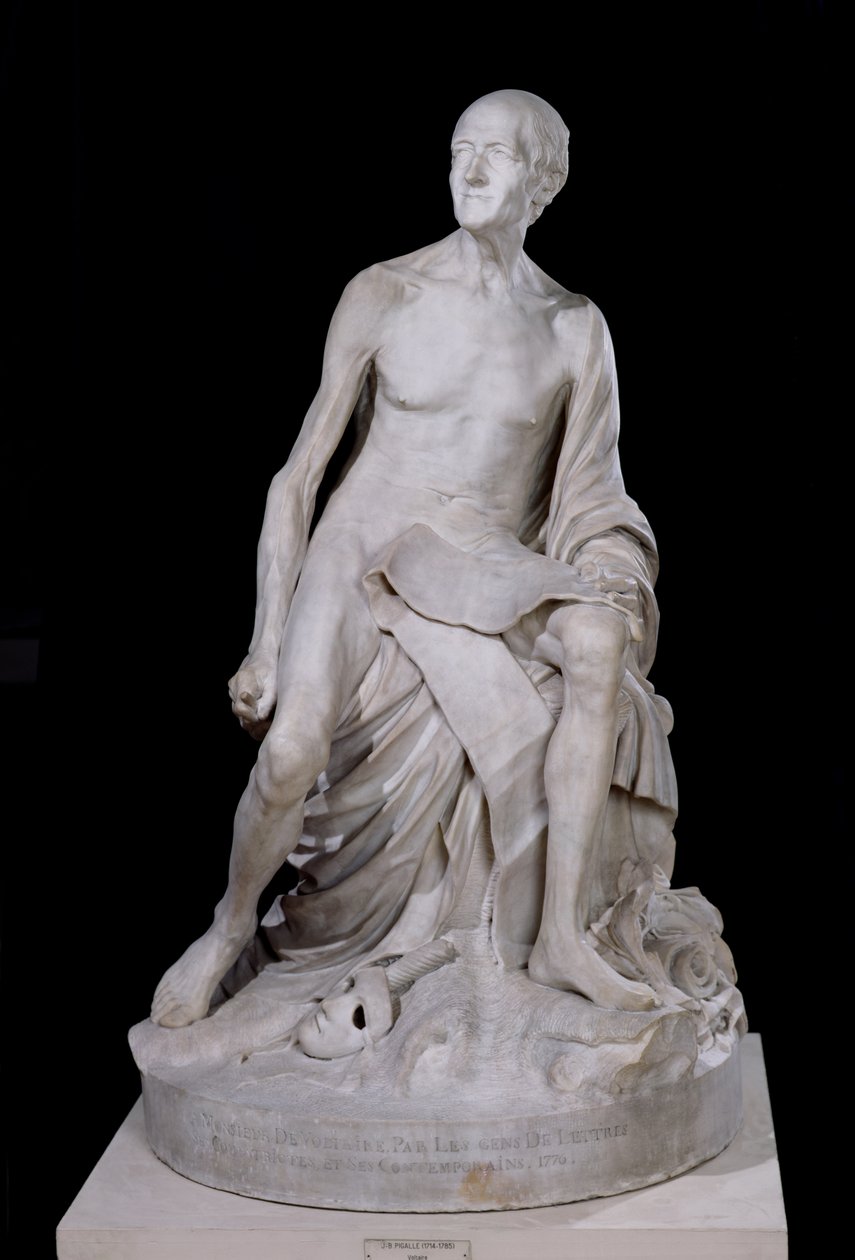 Sittende statue av Voltaire (1694-1778) 1776 (marmor) av Jean Baptiste Pigalle