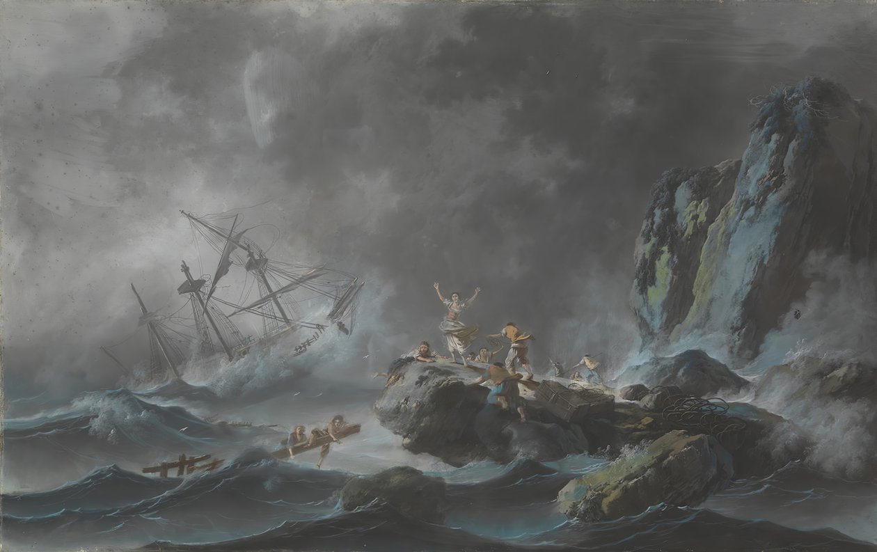 Et forlis i en storm, 1782. av Jean Baptiste Pillement