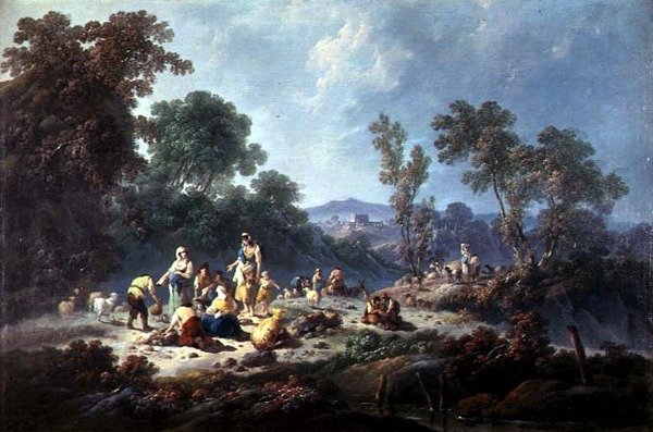 A Wooded Landscape (olje på lerret) av Jean Baptiste Pillement