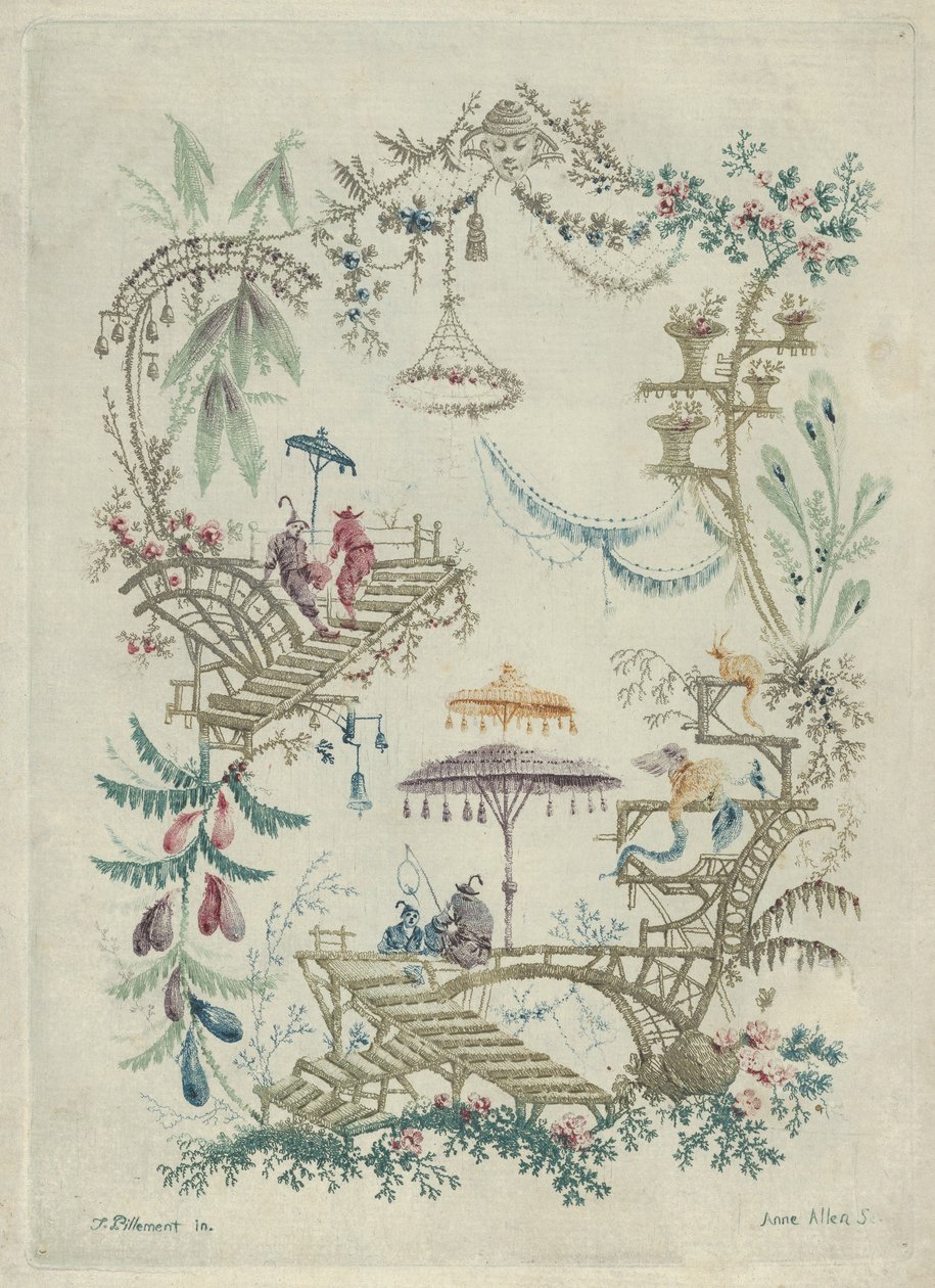 Chinoiserie fra New Suite of Chinese Arabesque Notebooks, 1790-99. av Jean Baptiste Pillement