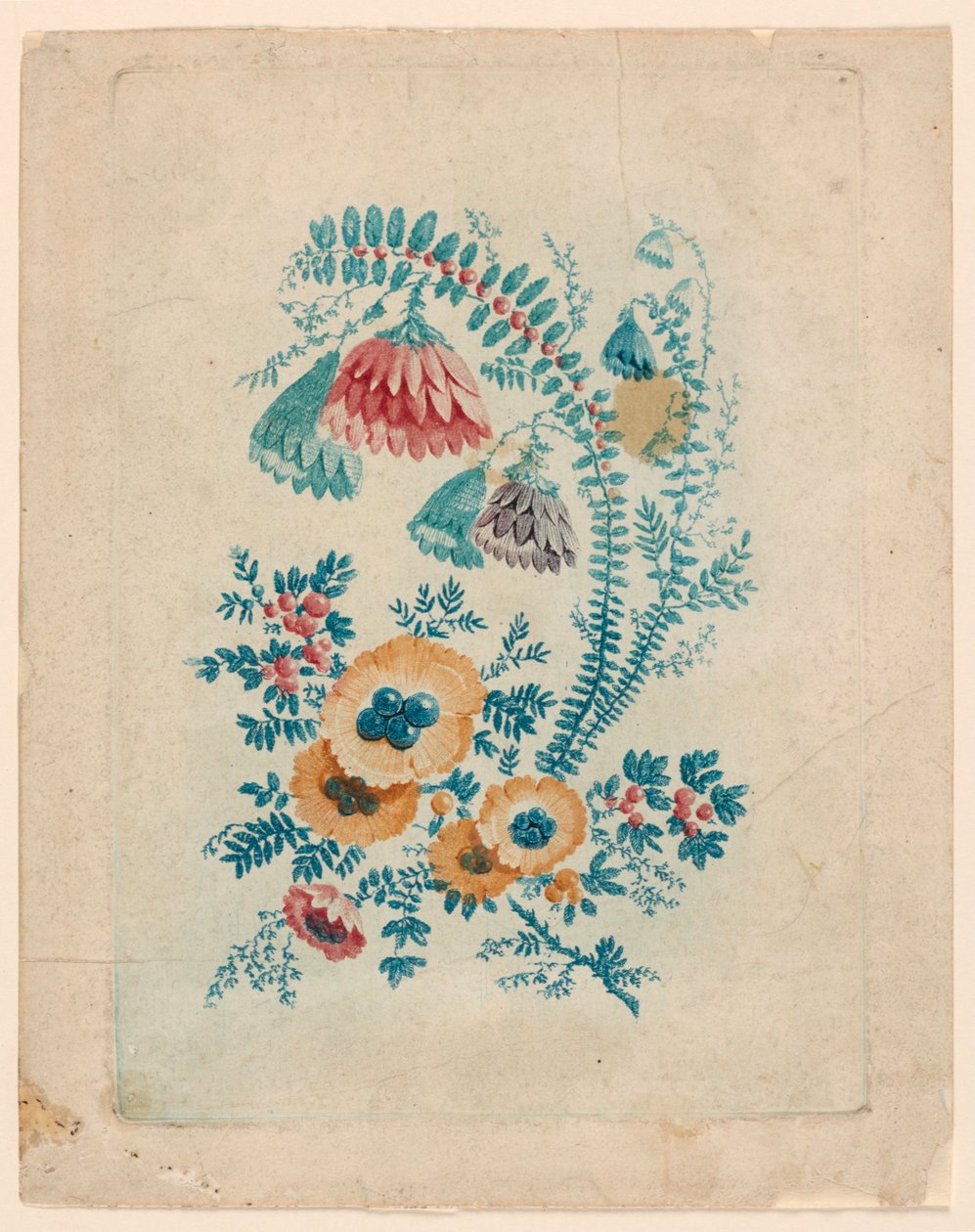 Fantastisk blomstermotiv fra "New Suite of Ideal Flower Notebooks" av Jean Baptiste Pillement