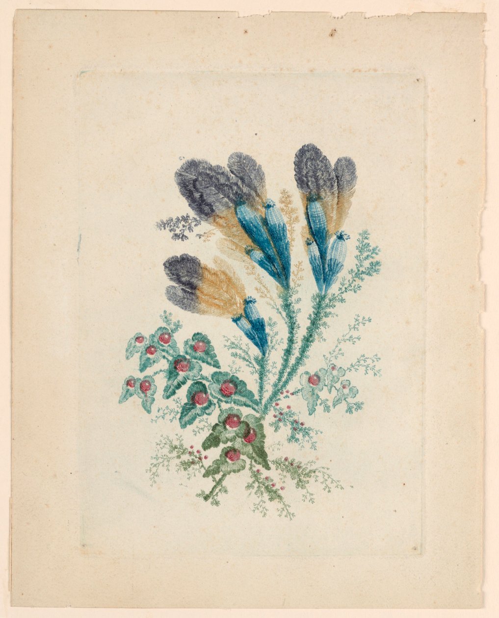 Fantastisk blomstermotiv fra "New Suite of Ideal Flower Notebooks" av Jean Baptiste Pillement