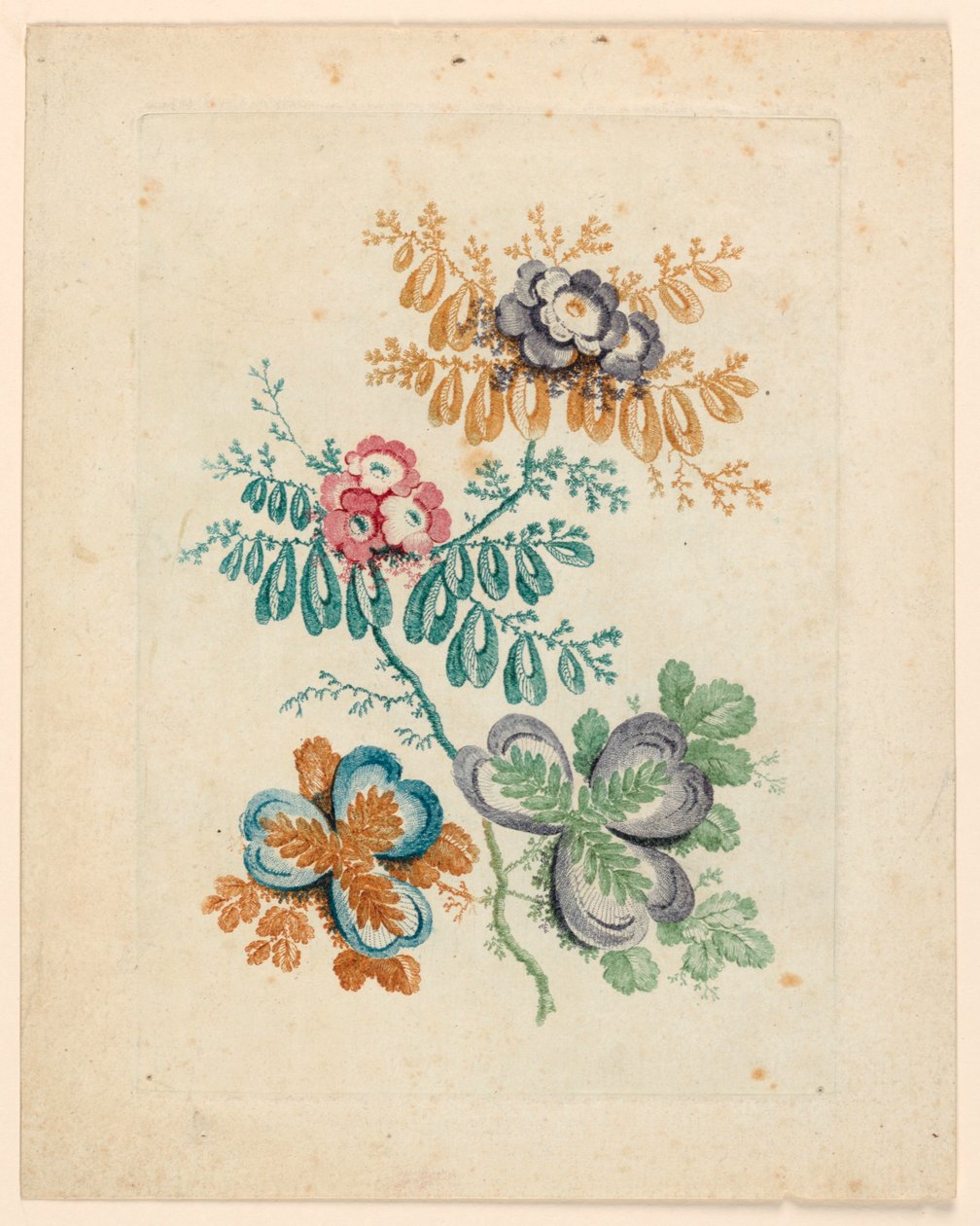 Fantastisk blomstermotiv fra "Nouvelle Suite de fleurs idéales" av Jean Baptiste Pillement