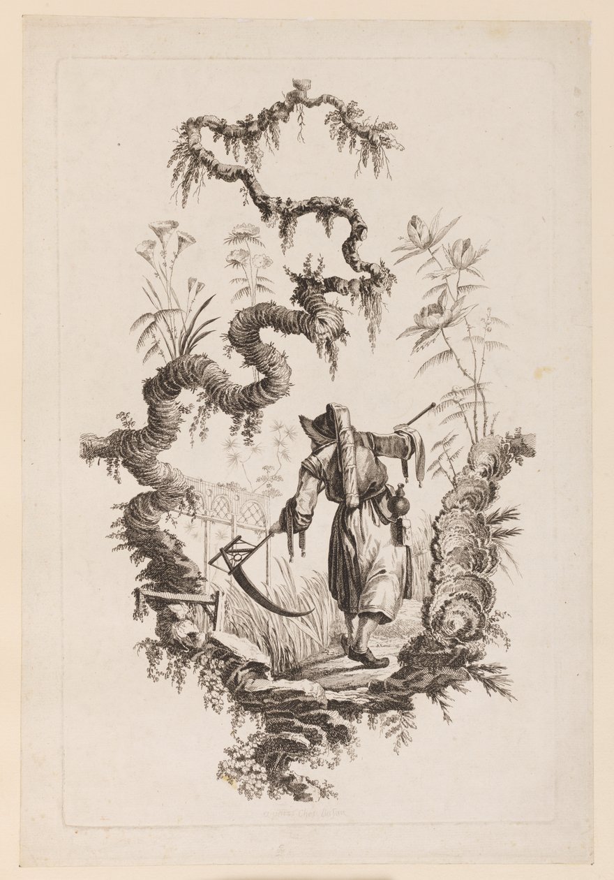 Figur med ljå under gren av Jean Baptiste Pillement