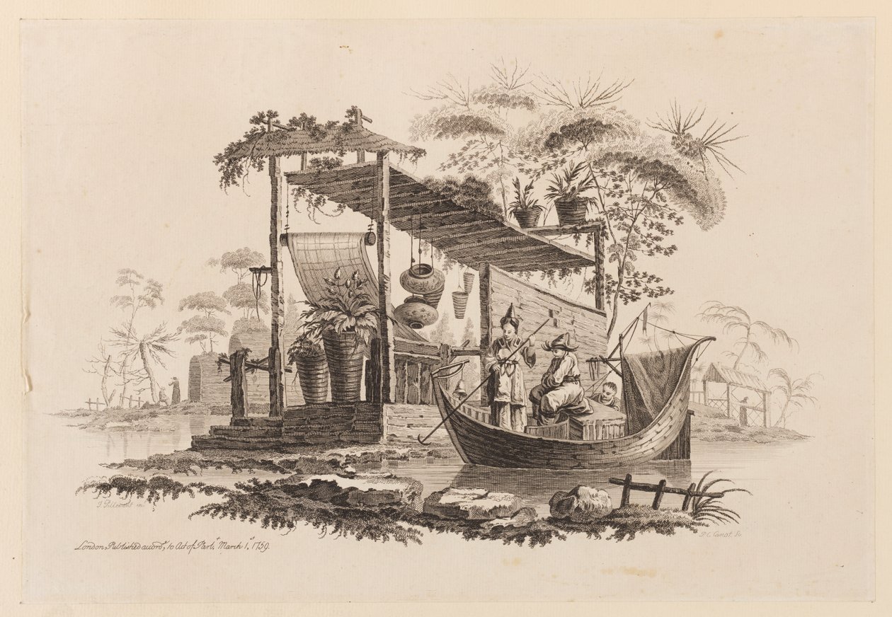 Figurer i en båt av Jean Baptiste Pillement