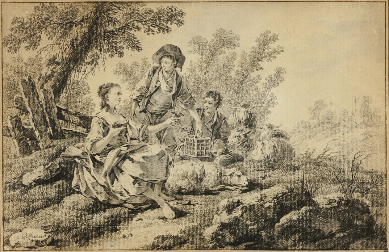 Pastoral scene av Jean Baptiste Pillement