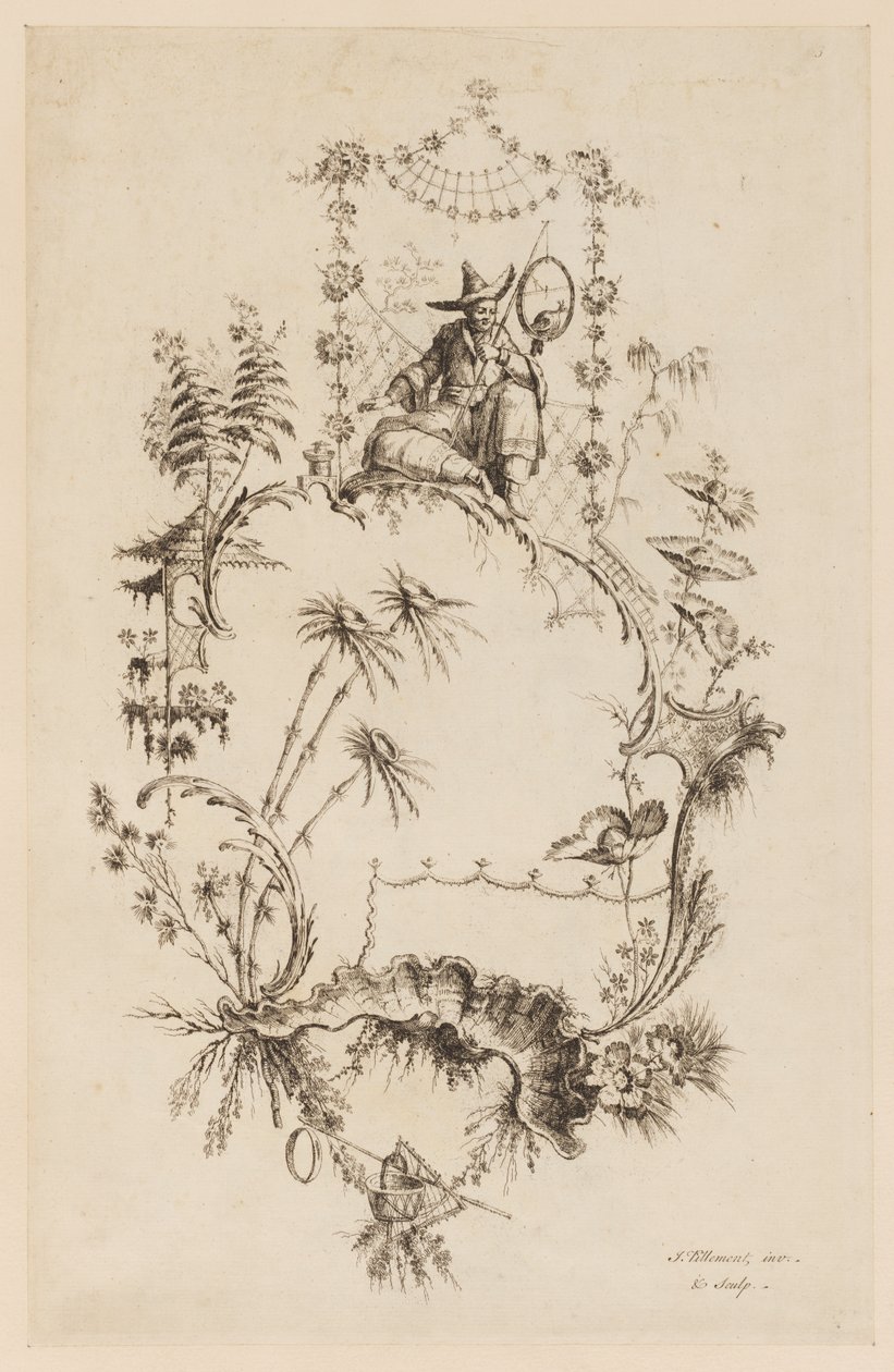 Plate 3, fra "A New Book of Chinese Ornaments" av Jean Baptiste Pillement