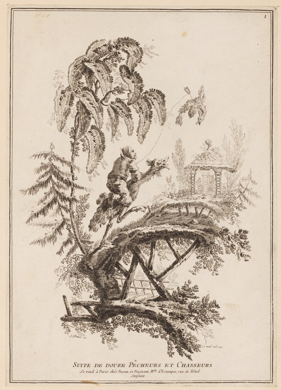 Tittelside, "Suite av tolv fiskere og jegere" av Jean Baptiste Pillement