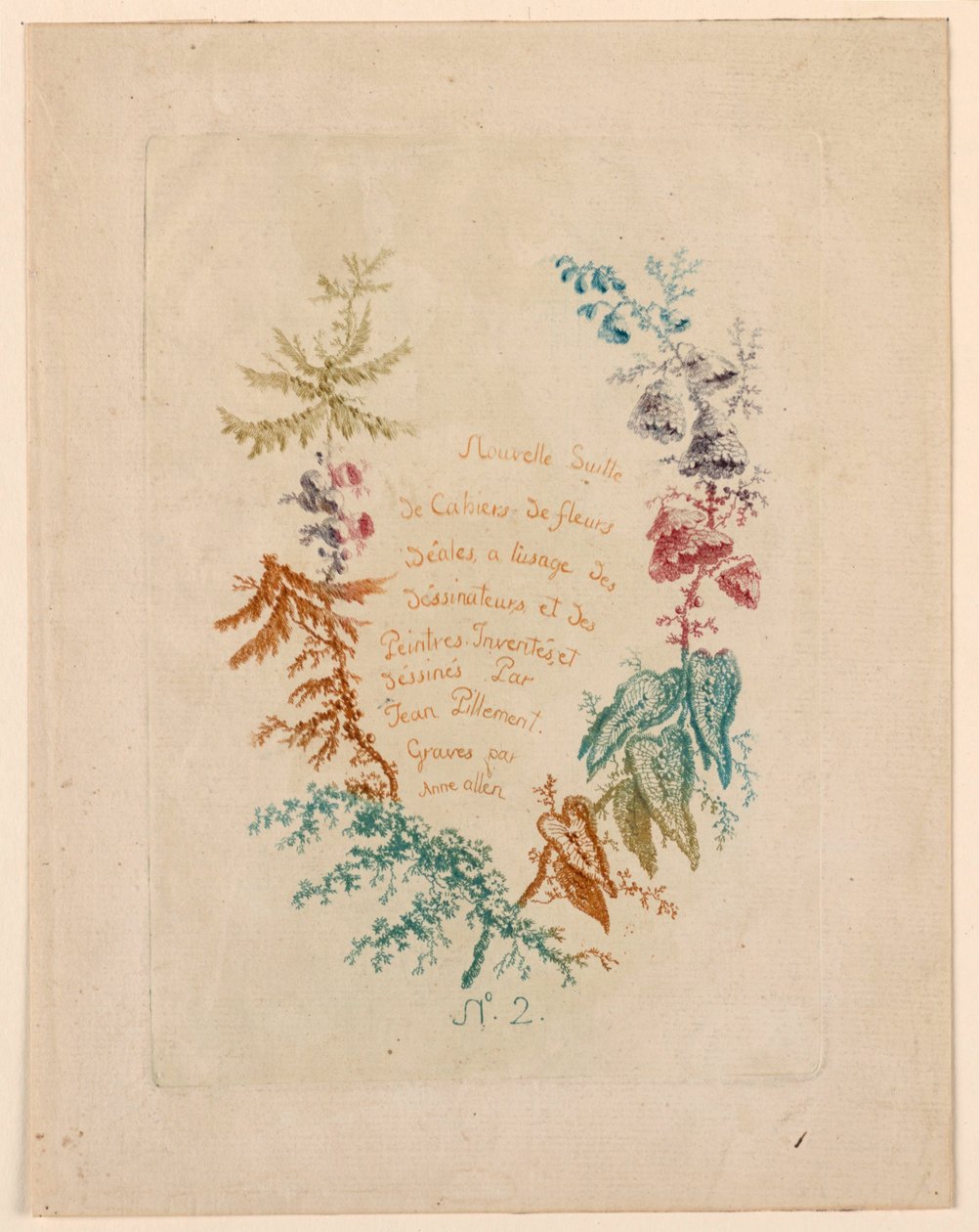 Tittelside for "New Suite of Ideal Flower Notebooks" nr. 2 av Jean Baptiste Pillement