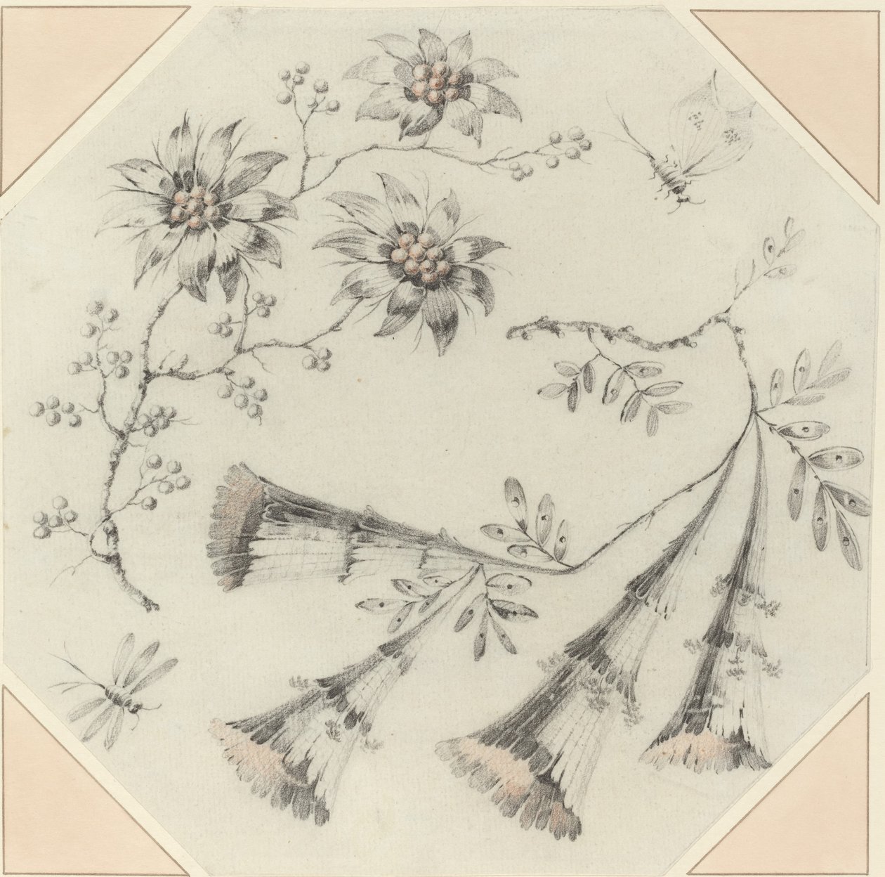 Trompetblomster og tusenfryd av Jean Baptiste Pillement
