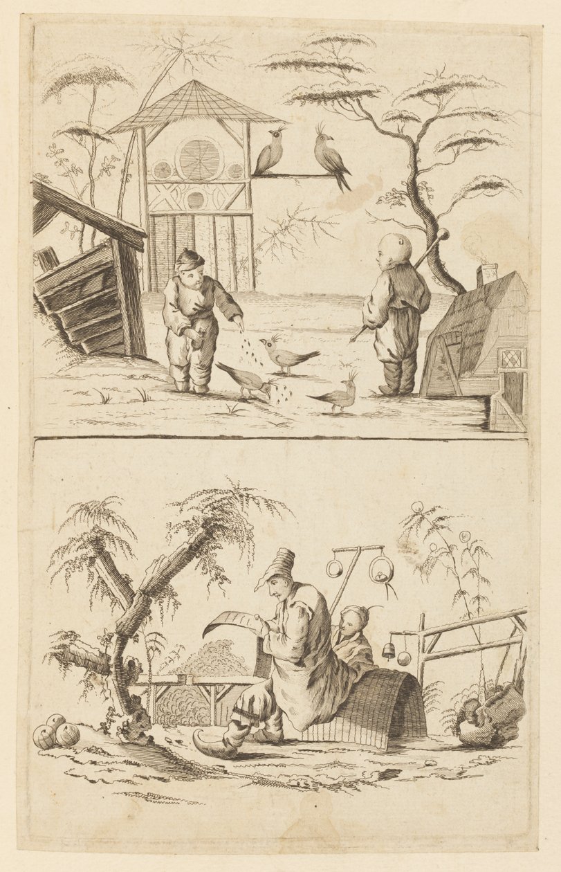 To kinesiske scener av Jean Baptiste Pillement