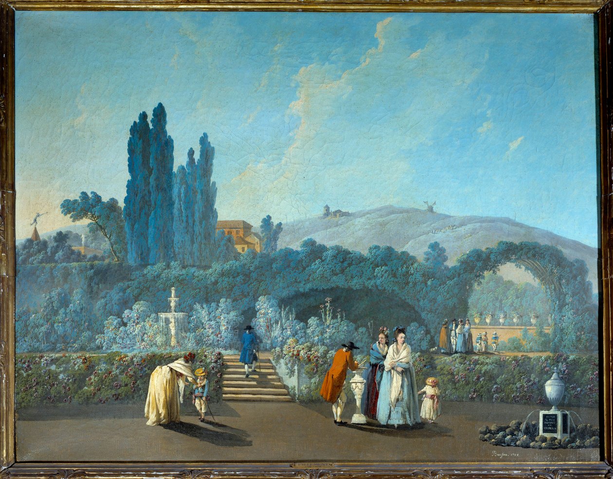 Utsikt over hagene til Benfica i Lisboa i 1785 Akvarell av Jean Pillement (1728-1808) 1785 Paris, dekorativ kunst av Jean Baptiste Pillement