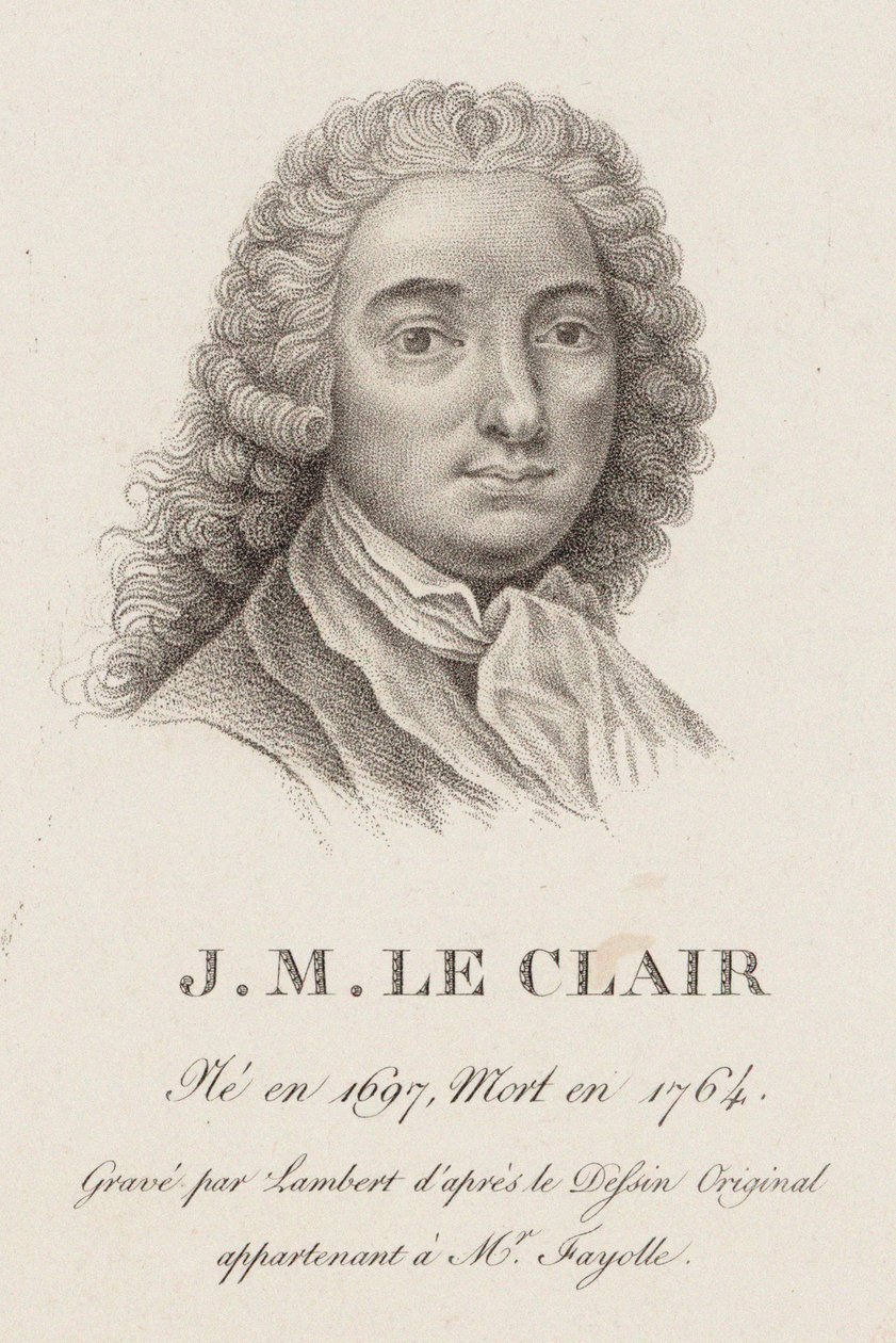 Portrett av fiolinisten og komponisten Jean-Marie Leclair 1697-1764. av Jean Baptiste Ponce Lambert