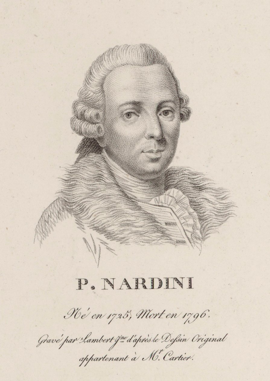 Portrett av fiolinisten og komponisten Pietro Nardini 1722-1793. av Jean Baptiste Ponce Lambert
