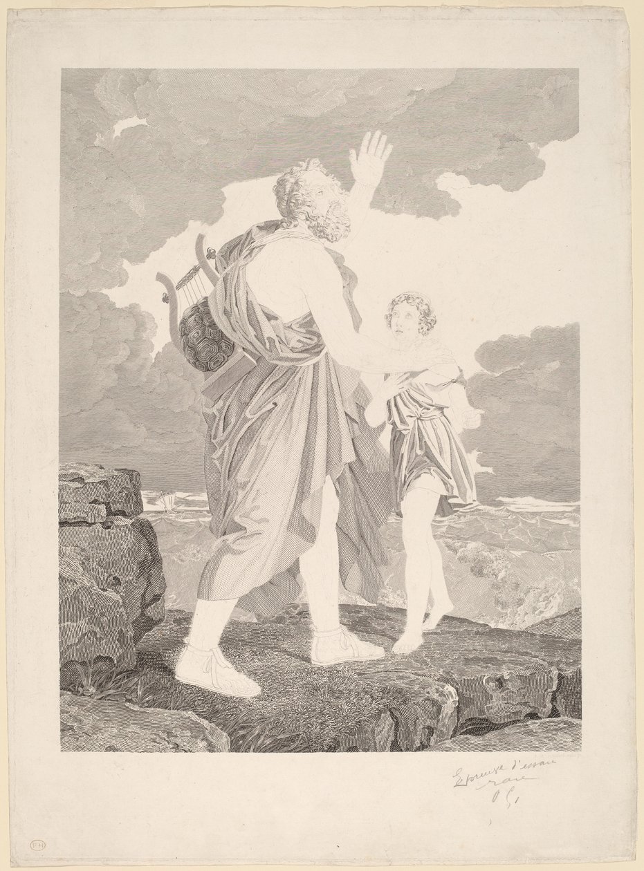 Den blinde Homer av Jean Baptiste Raphael Urbain Massard, after Baron François Gerard
