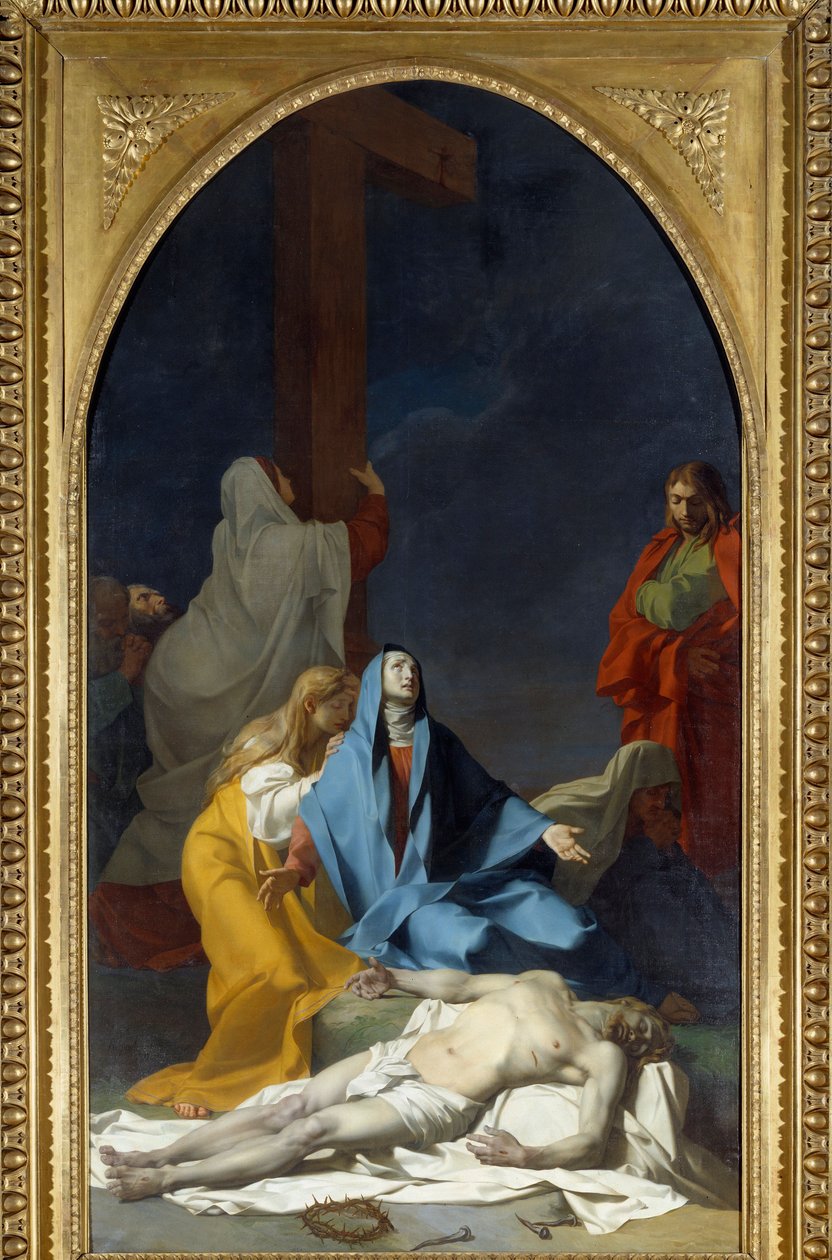 Descent of the Cross Maleri av Jean Baptiste Regnault (1754-1829) 1789 Søn. 4,25x2,33 m av Jean Baptiste Regnault