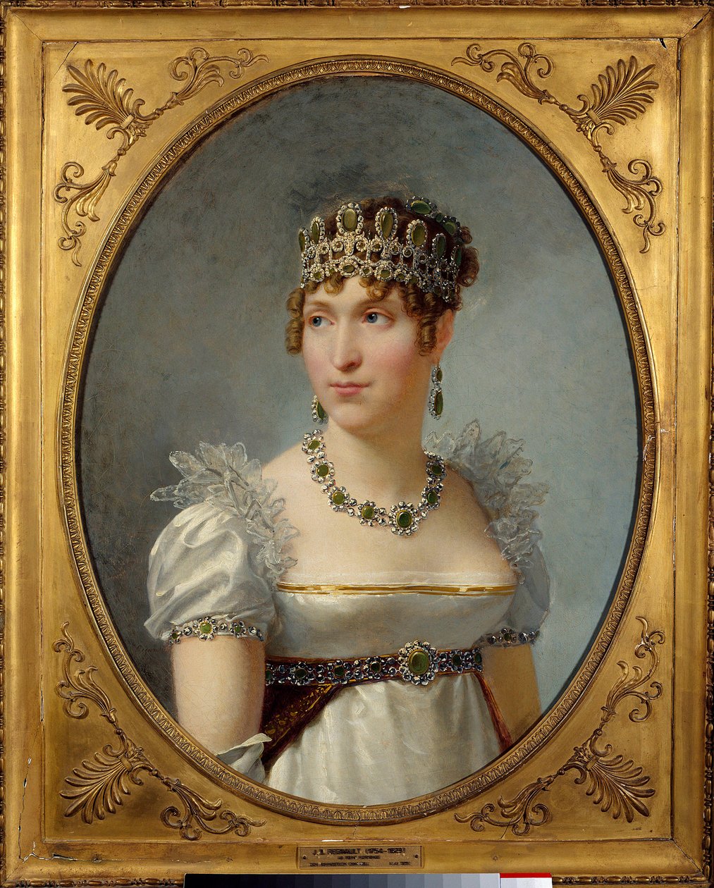 Portrett av dronning Hortense de Beauharnais (1783-1837) Dronning av Holland, kone til Louis Bonaparte. Hun er datter av imponen Josephine de Beauharnais og mor til fremtidens Napoleon III. Maleri av Jean Baptiste Regnault (1754-1829) 1810 søn. av Jean Baptiste Regnault