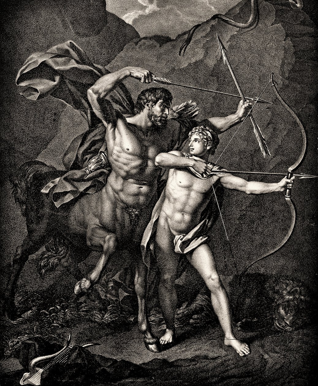 The Education of Achilles av Chiron, ca. 1798 av Jean Baptiste Regnault