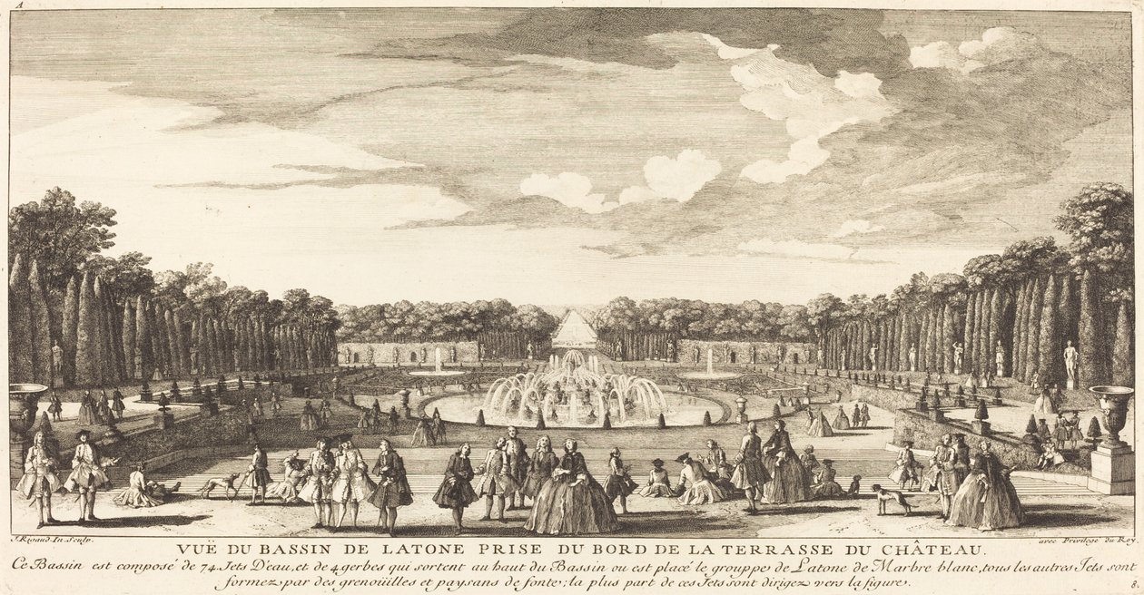 Utsikt over Bassin de Latona tatt fra kanten av Chateau Terrace av Jean Baptiste Rigaud