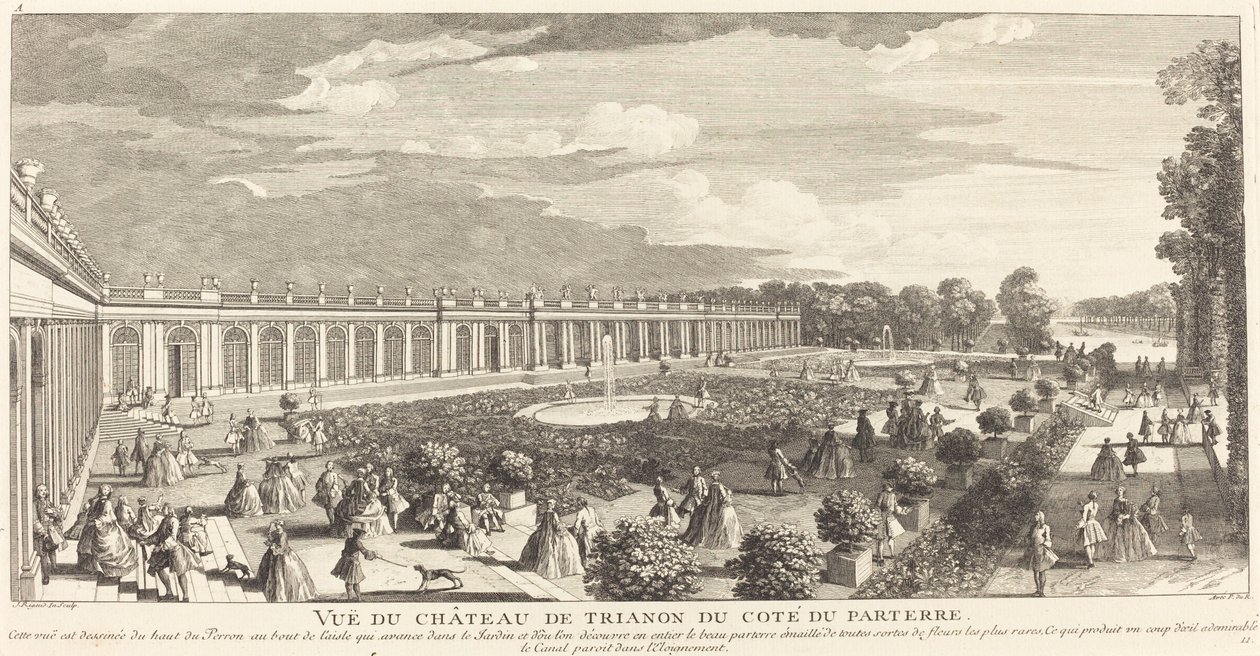 Utsikt over Chateau de Trianon fra siden av Parterre av Jean Baptiste Rigaud
