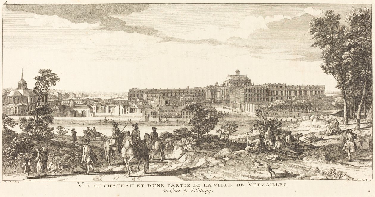 Utsikt over Chateau og en del av byen Versailles av Jean Baptiste Rigaud