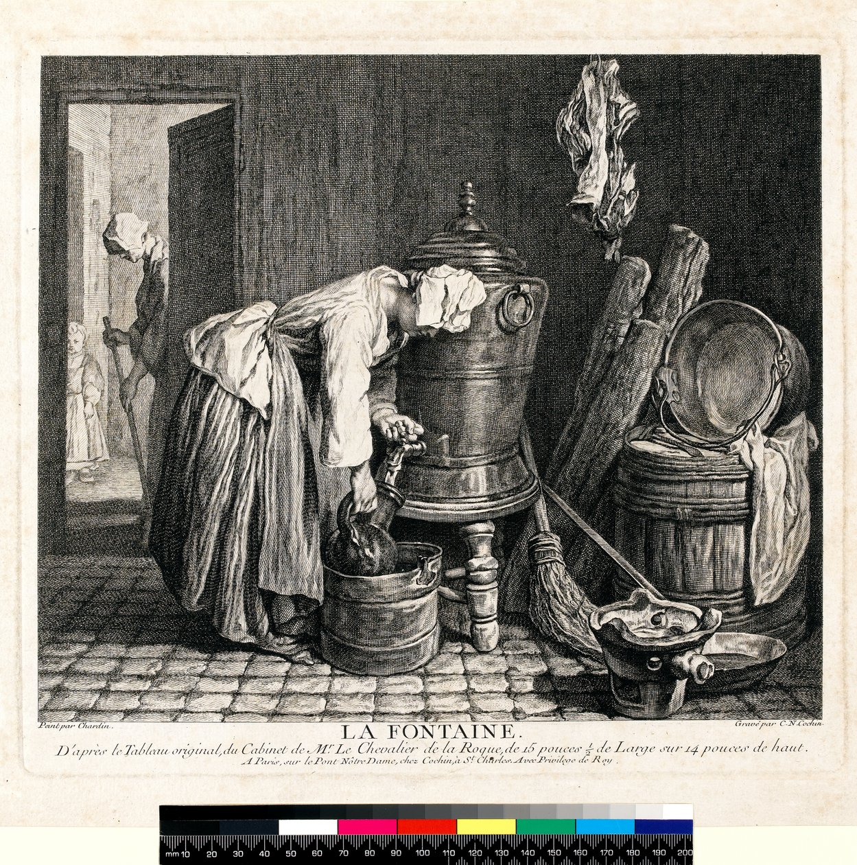La Fontaine, gravert av Charles Nicolas Cochin I (1688-1754) 1739 (etsing og gravering på vevd papir) av Jean Baptiste Simeon (after) Chardin