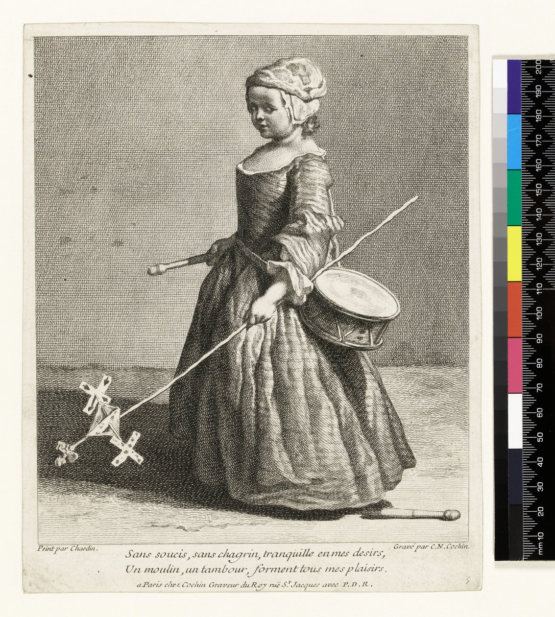 Den unge soldat, gravert av Charles Nicolas Cochin I (1688-1754) 1738 (etsing og gravering) av Jean Baptiste Simeon (after) Chardin
