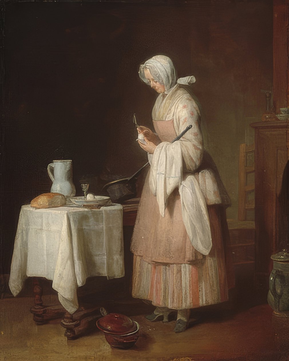 Den oppmerksomme sykepleieren. 1747 av Jean Baptiste Simeon Chardin