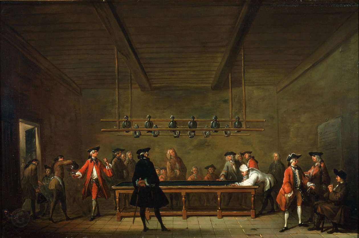 Biljardspillet The Billiard Match, ca. 1725. av Jean Baptiste Simeon Chardin