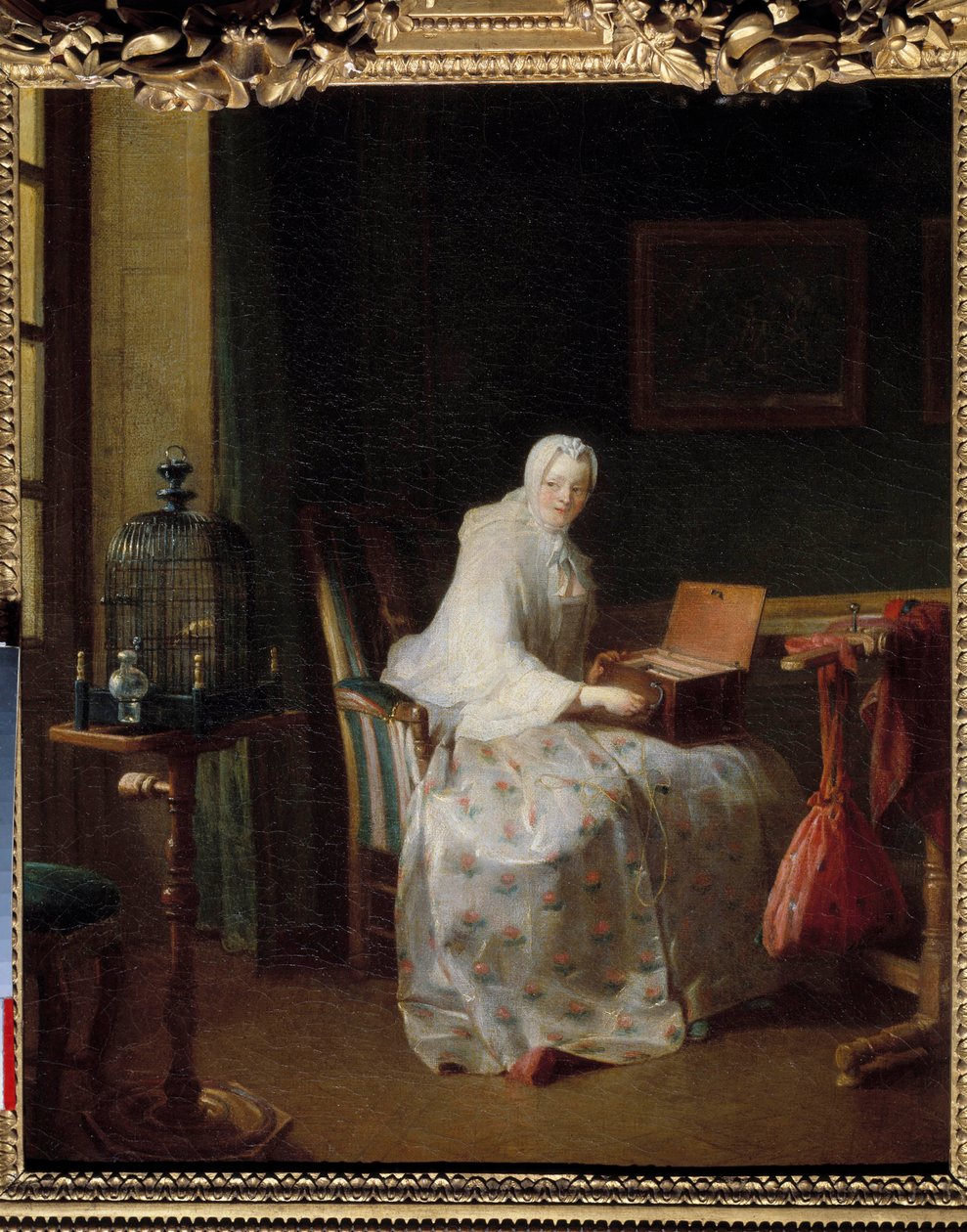 La serinette ou dame variant ses fornøyelser Maleri av Jean Baptiste Simeon Chardin (1699-1779) 1700-tallet Søn. 0,50 x 0,43 m av Jean Baptiste Simeon Chardin