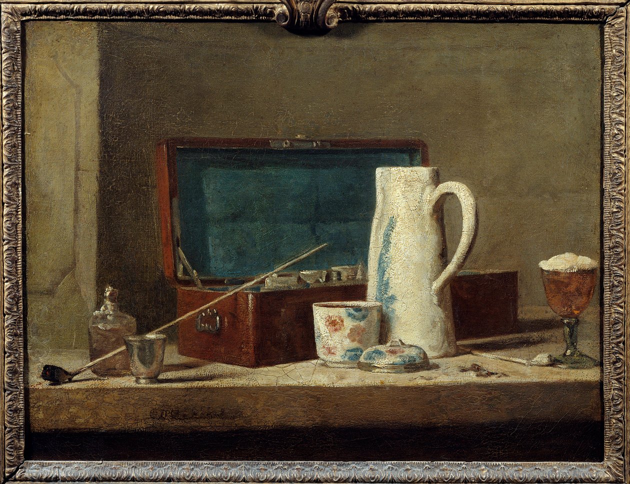 Piper og vase for å drikke eller røyke Maleri av Jean Baptiste Simeon Chardin (1699-1779) 1700-talls søn. 0,32 x 0,42 m. Paris. Museet Louvre av Jean Baptiste Simeon Chardin