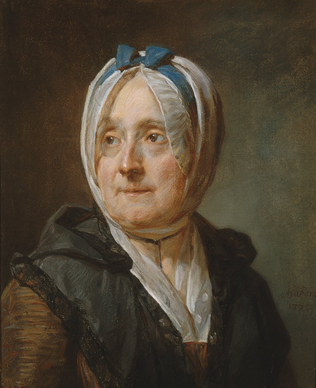 Portrett av Madame Chardin (1707-91) 1775 av Jean Baptiste Simeon Chardin