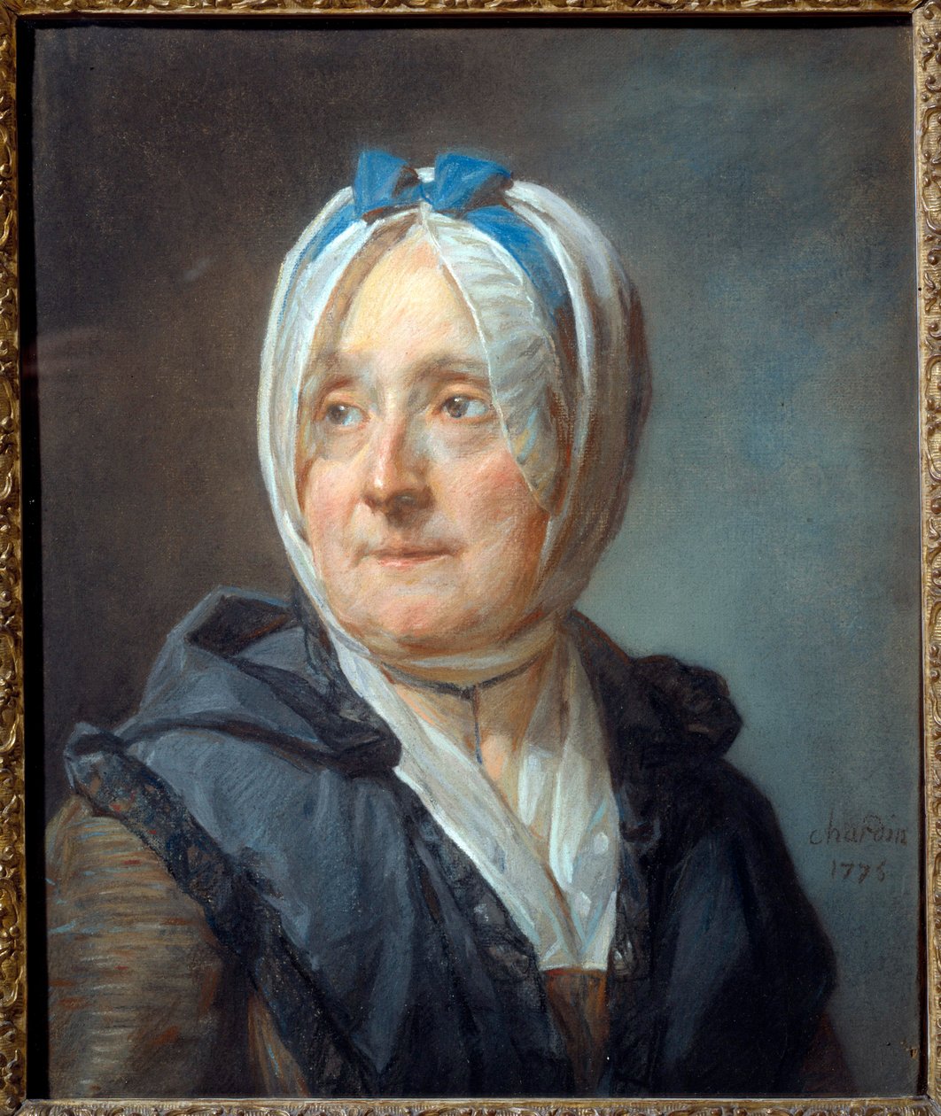 Portrett av Madame Chardin født Francoise Marguerite Pouget (1707-1791) Pastellmaleri av Jean Baptiste Simeon Chardin (1699-1779) 1775 Søn. 0,46x0,38 m - Portrett av Madame Chardin født Francoise Marguerite Pouget (1707-1791). Pastellmaleri av Jean Bapt av Jean Baptiste Simeon Chardin