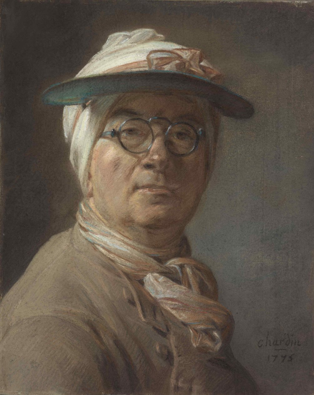 Selvportrett med øyenskygge, 1775. av Jean Baptiste Simeon Chardin