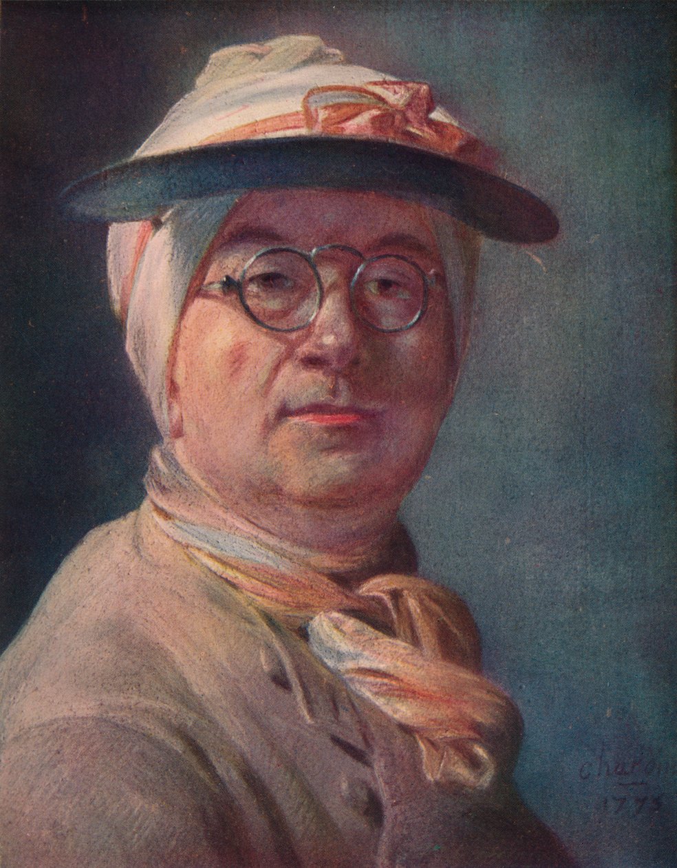 Selvportrett med briller, 1775 av Jean Baptiste Simeon Chardin