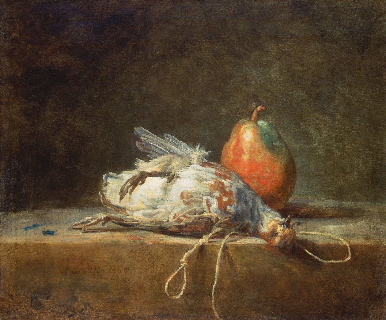Stilleben med rapphøne og pære, 1748 av Jean Baptiste Simeon Chardin