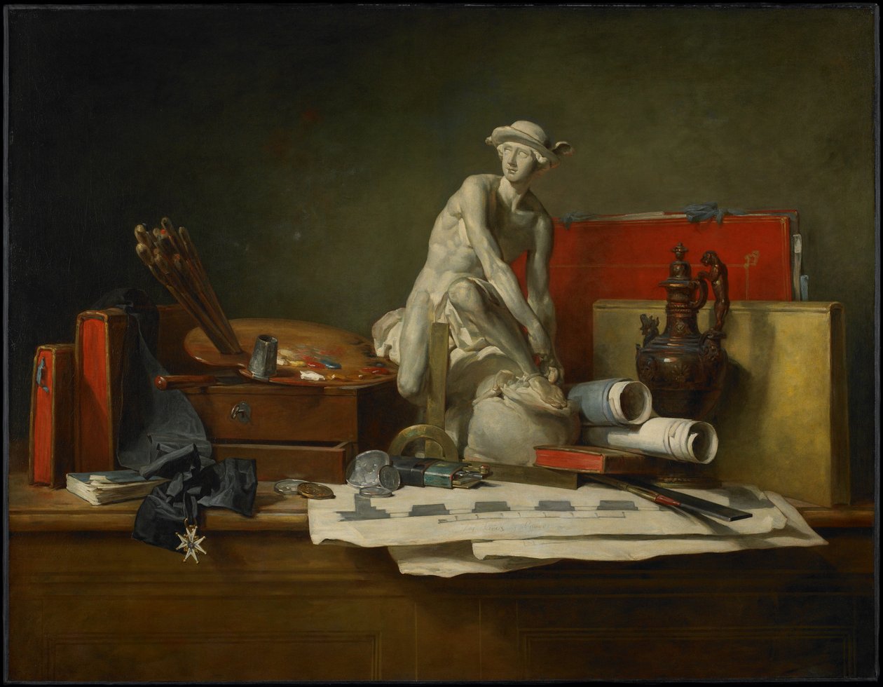 Kunstens attributter og belønningene som tildeles dem av Jean Baptiste Simeon Chardin