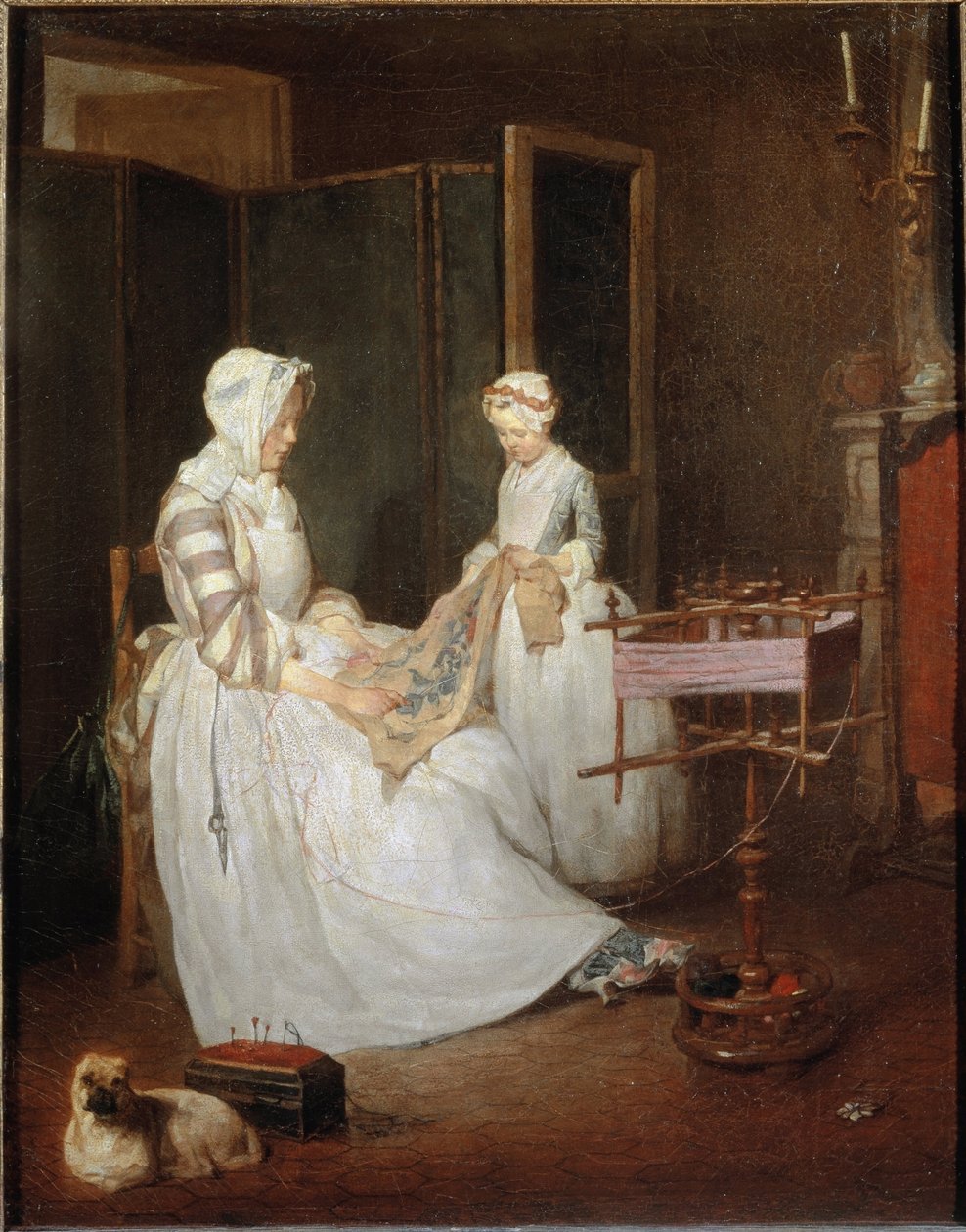 Den flittige mor, ca.1740 av Jean Baptiste Simeon Chardin