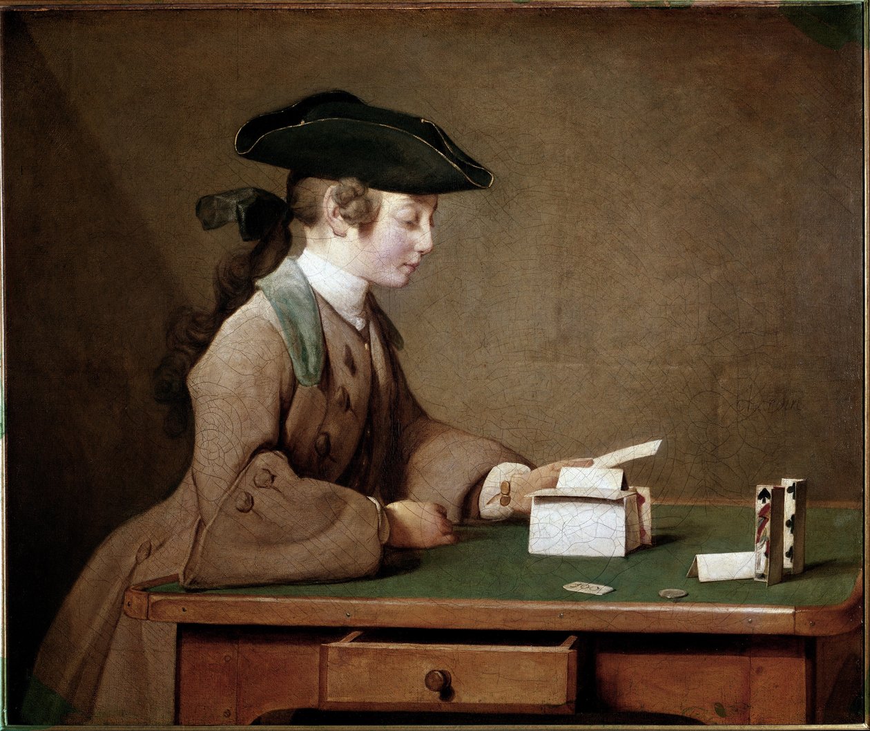 The House of Cards (olje på lerret av Jean Baptiste Simeon Chardin
