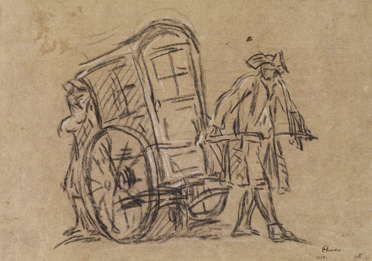 Vinaigretten (kull og kritt på papir) av Jean Baptiste Simeon Chardin