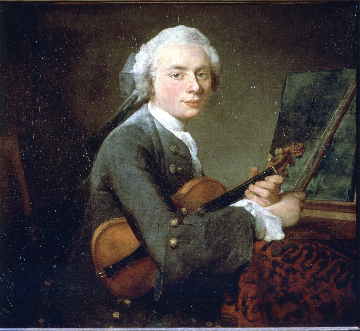 Den unge mannen i fiolinen, ca 1738. Portrett av Charles Theodose Godefroy. Olje på lerret av Jean Baptiste Simeon Chardin (1699 - 1789). Paris, Musée du Louvre. av Jean Baptiste Simeon Chardin